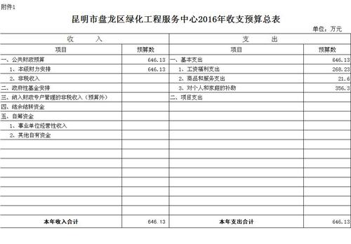 收支预算总表