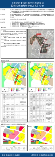 《盘龙区麦溪村城中村改造项目控制性详细规划修改方案》公示