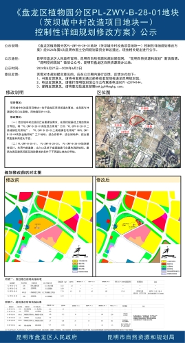 《盘龙区植物园分区PL-ZWY-B-28-01地块（茨坝城中村改造项目地块一）控制性详细规划修改方案》公示