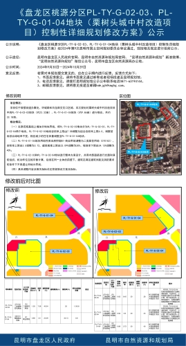 《盘龙区桃源分区PL-TY-G-02-03、PL-TY-G-01-04地块（栗树头城中村改造项目）控制性详细规划修改方案》公示