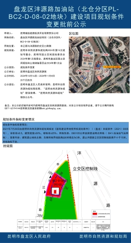 盘龙区沣源路加油站（北仓分区PL-BC2-D-08-02地块）建设项目规划条件变更批前公示