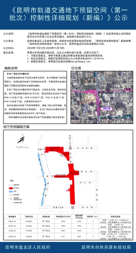 《昆明市轨道交通地下预留空间（第一批次）控制性详细规划（新编）》公示1