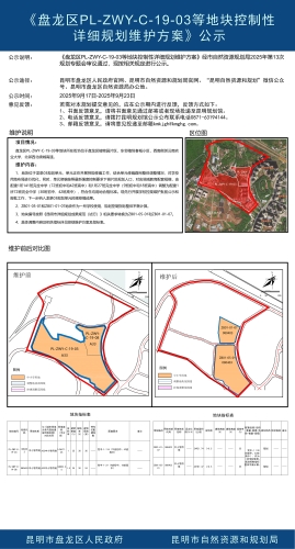 《盘龙区PL-ZWY-C-19-03等地块控制性详细规划维护方案》公示