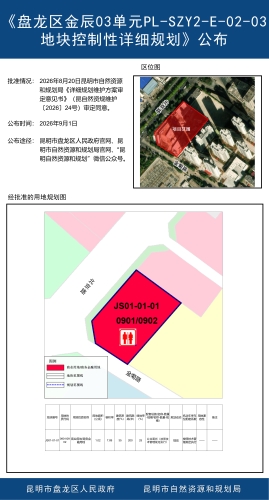 《盘龙区金辰03单元PL-SZY2-E-02-03地块控制性详细规划维护方案》公布