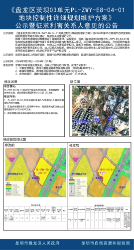 《盘龙区茨坝03单元PL-ZWY-E8-04-01地块控制性详细规划维护方案》公示暨征求利害关系人意见的公告